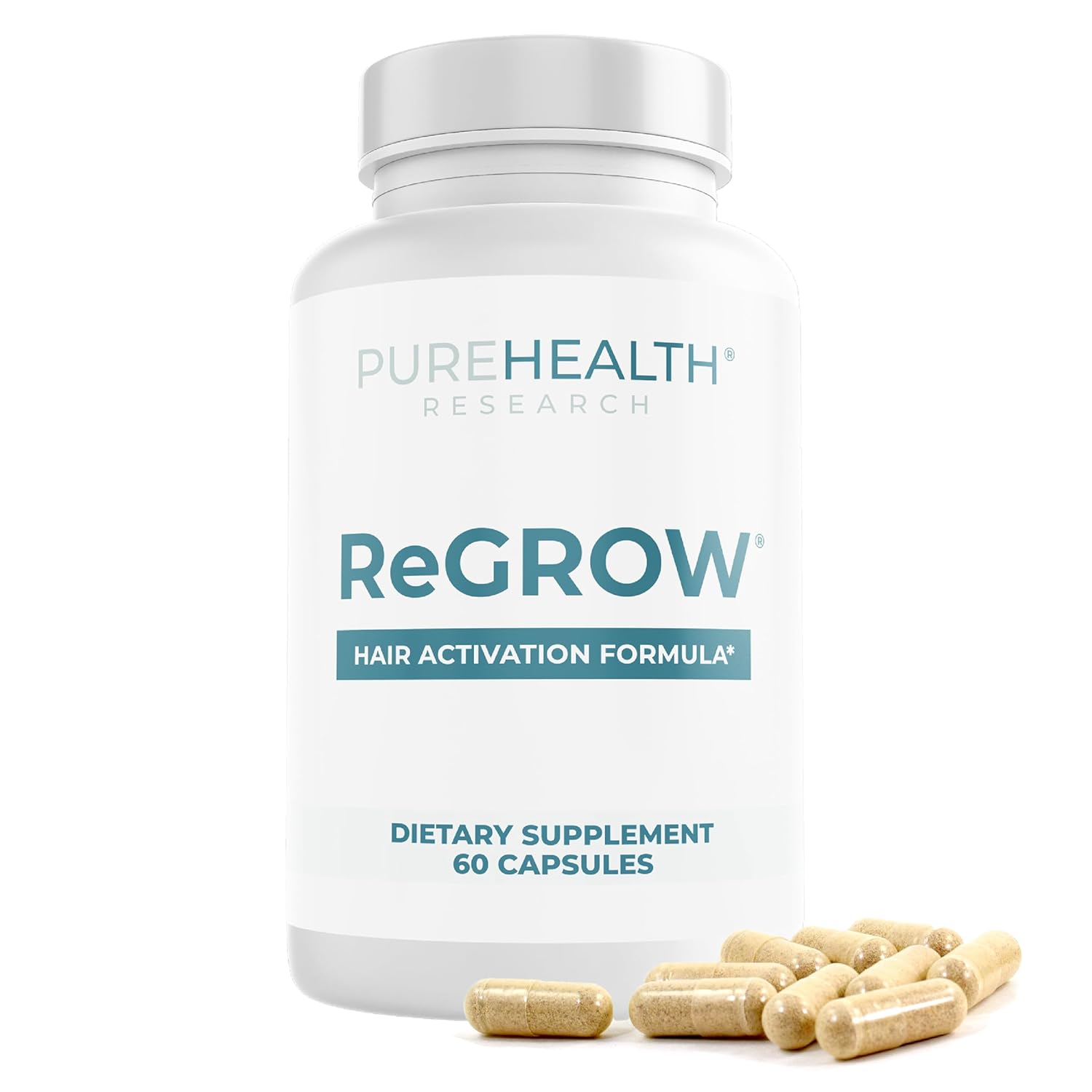 PUREHEALTH RESEARCH ReGrow – Hair Growth Vitamins for Scalp Health & Thickness Support (60 Capsules)