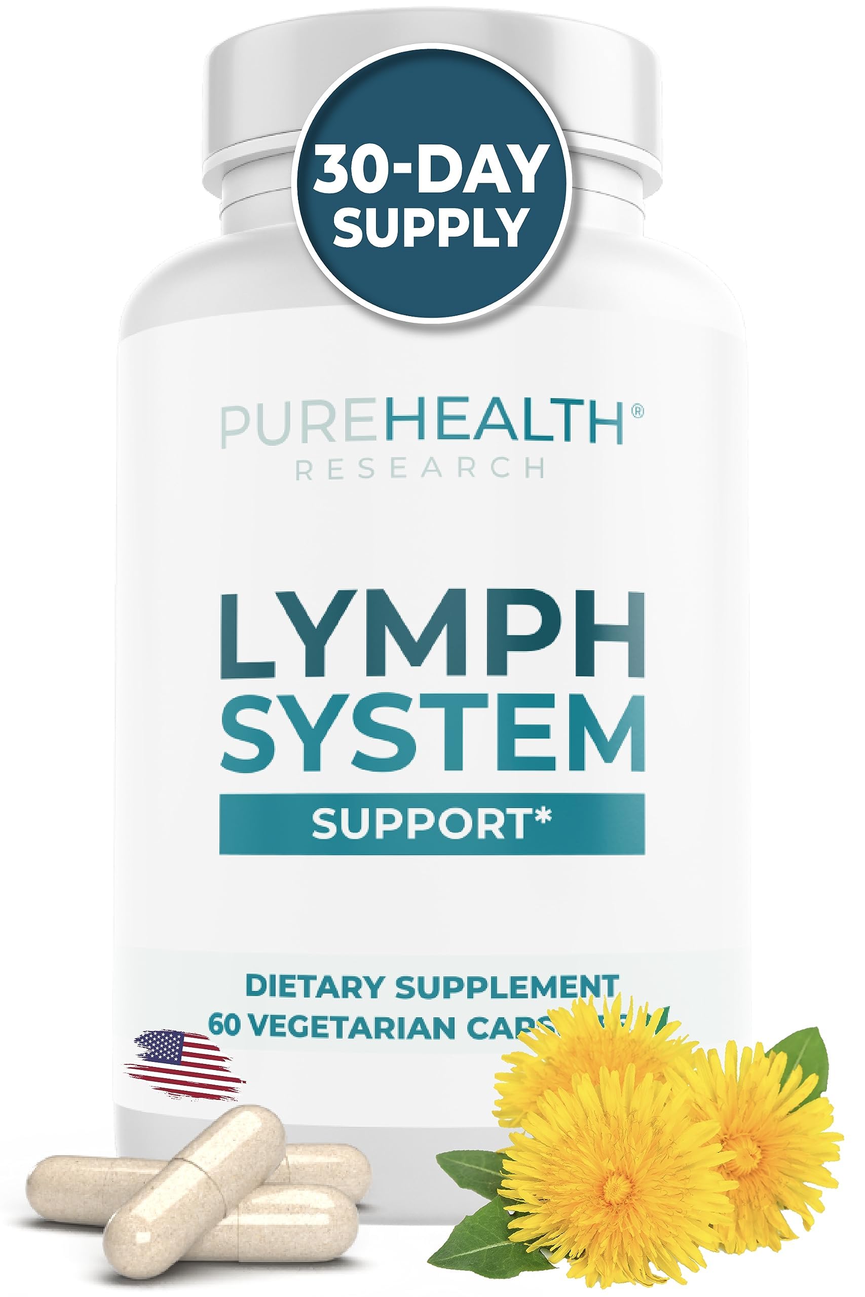 PureHealth Research Lymph System Support (60 Capsules) for Healthy Lymphatic Drainage
