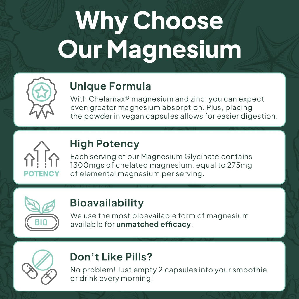 Organics Ocean Pure Magnesium Glycinate Low Dose Zinc Chelated