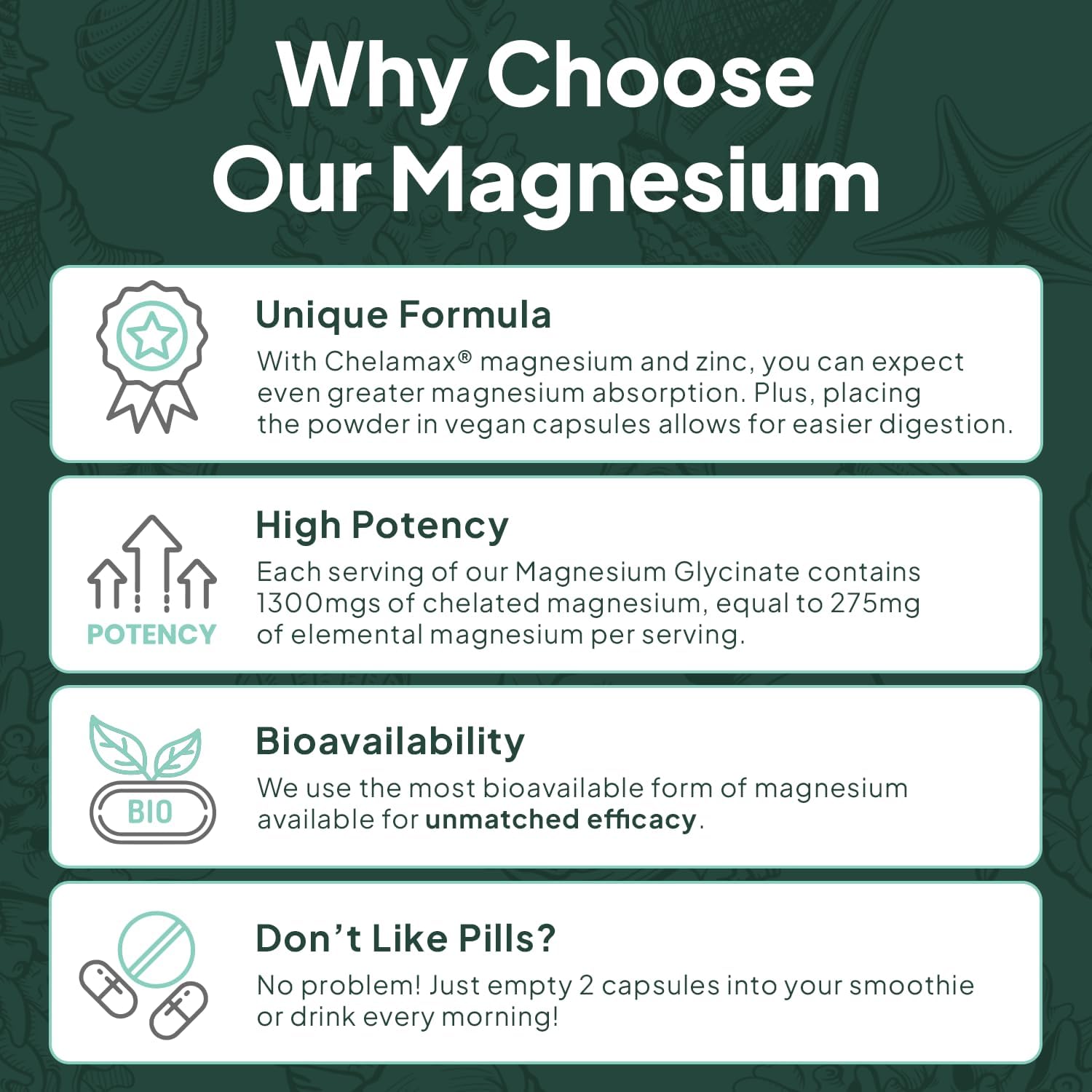 Organics Ocean Pure Magnesium Glycinate Low Dose Zinc Chelated