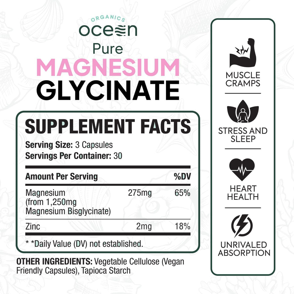 Organics Ocean Pure Magnesium Glycinate Low Dose Zinc Chelated
