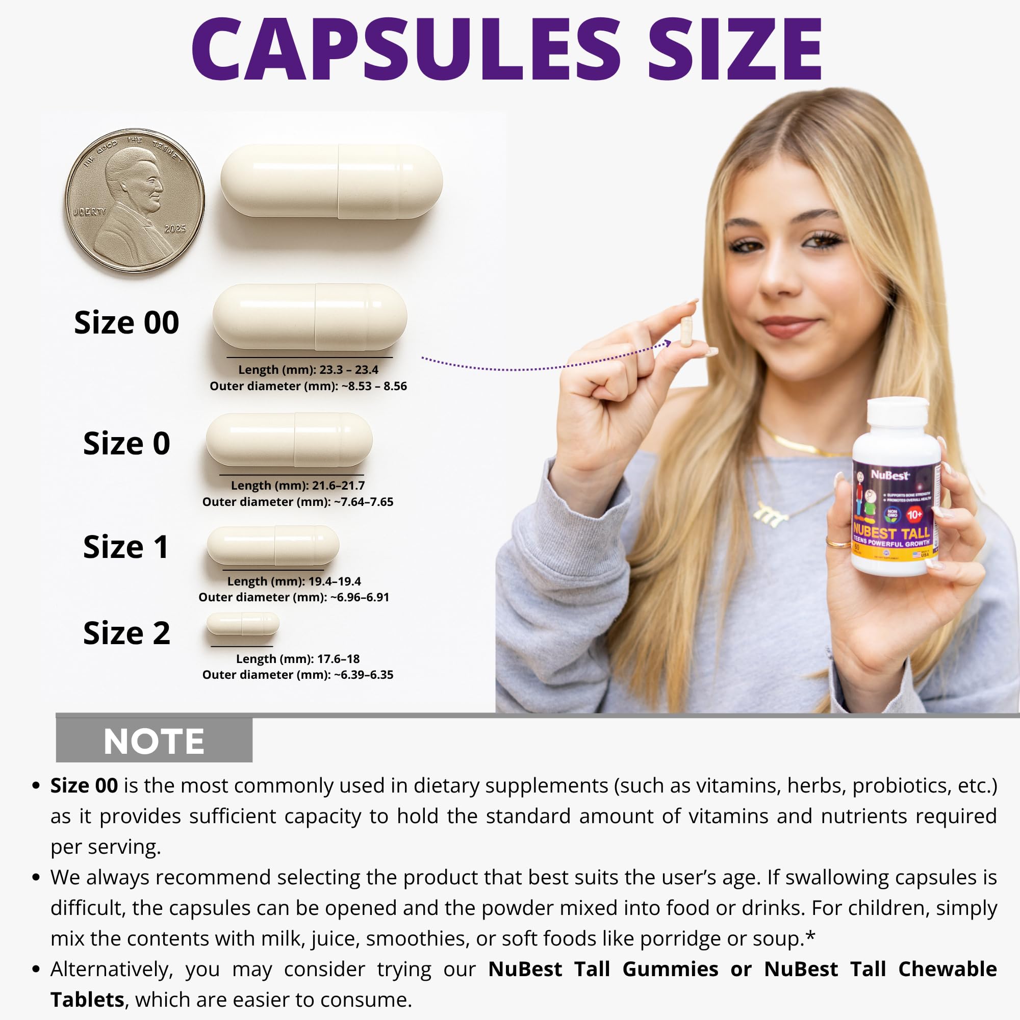 Nubest tall 10+ powerful growth support for teens 60 capsules