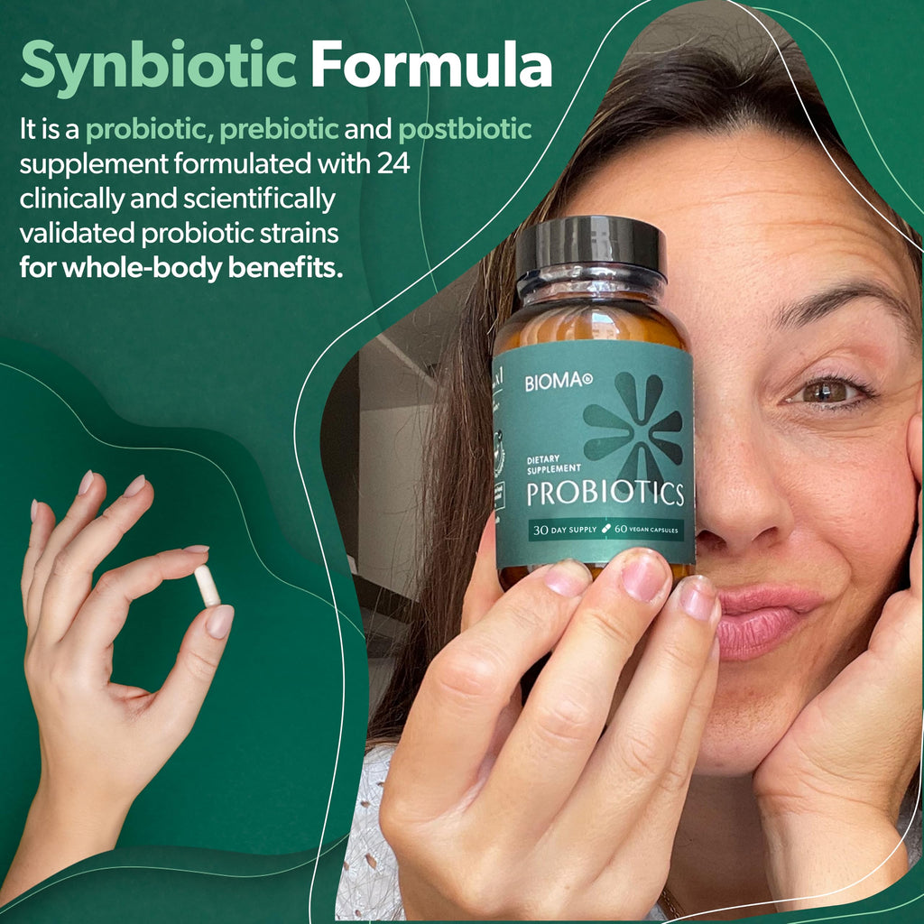 Bioma Probiotics – 60 Capsules | 3-in-1 Gut Health Formula for Digestive Support, Balance & Immunity