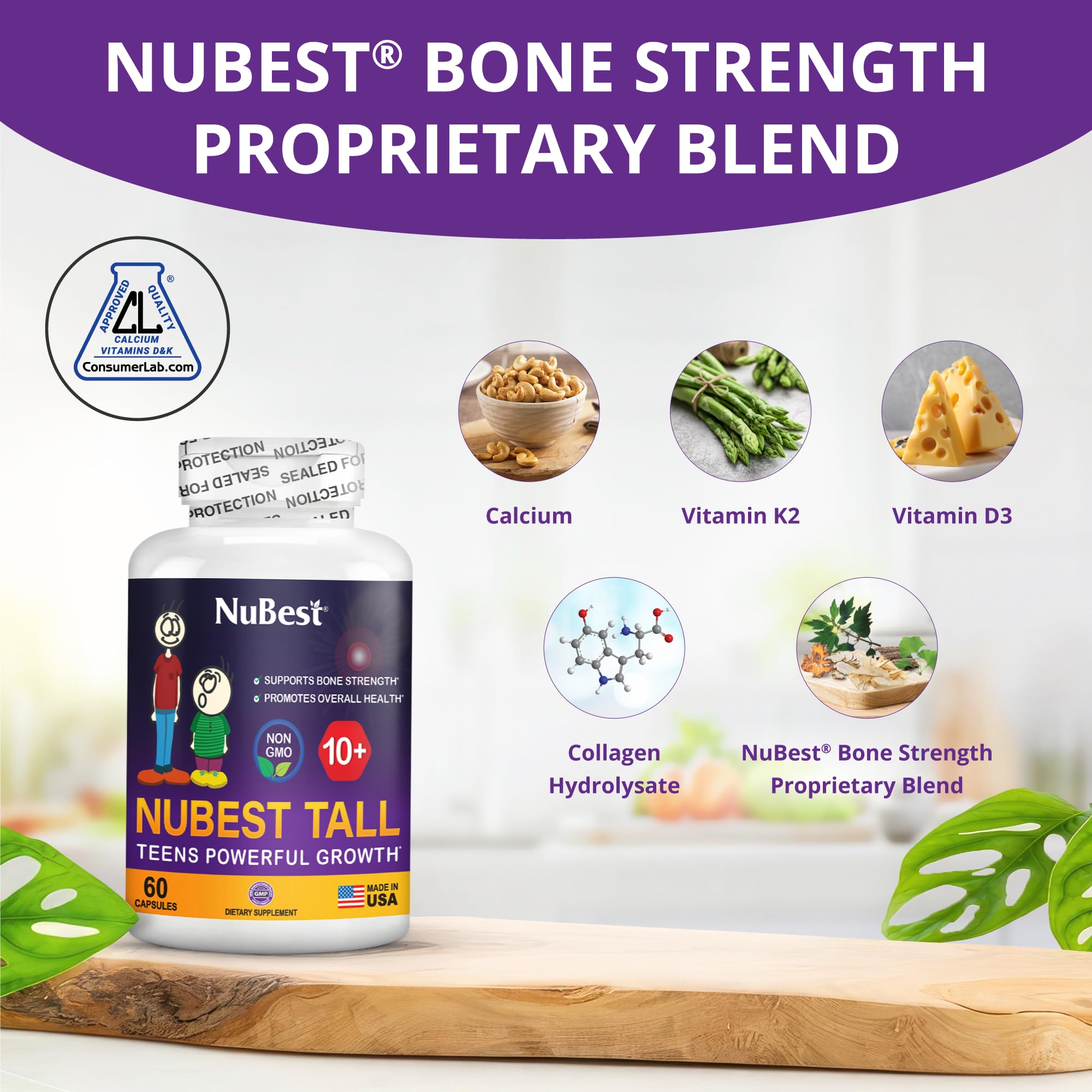 Nubest tall 10+ powerful growth support for teens 60 capsules