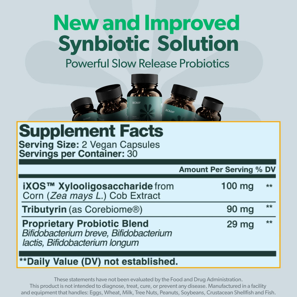 BIOMA Probiotics Digestive Health Gut Support for Men & Women 60 Capsules