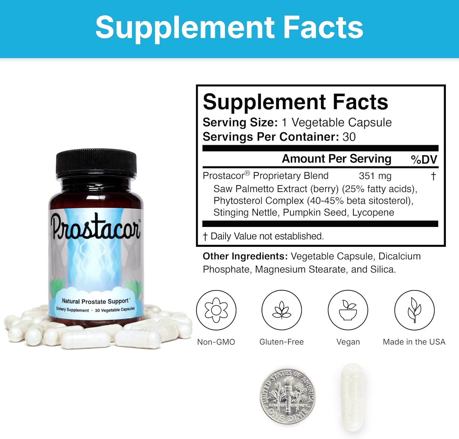 Natural Prostate Support Supplement - Non-GMO, Vegan, Gluten-Free